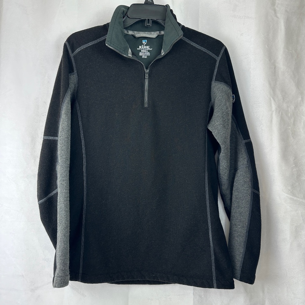 KUHL Revel 1/4 Zip Men's Long Sleeve Pullover Blk/Gray Size Small